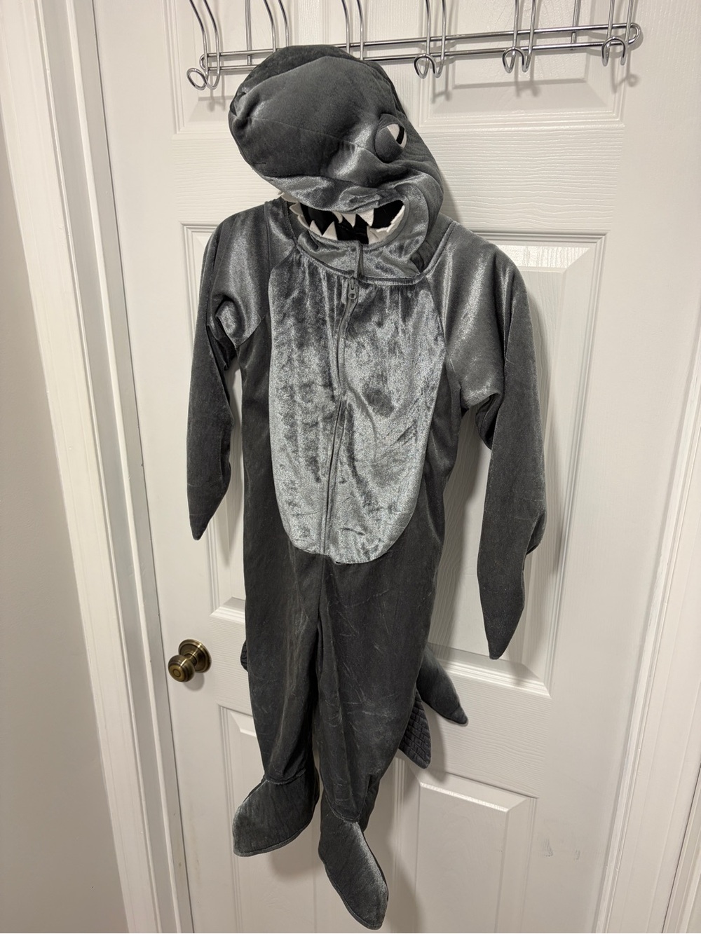 Kids Gray Shark Costume Hooded One-Piece